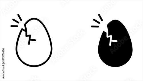 egg icon set, hatching egg to cook food icon on white background