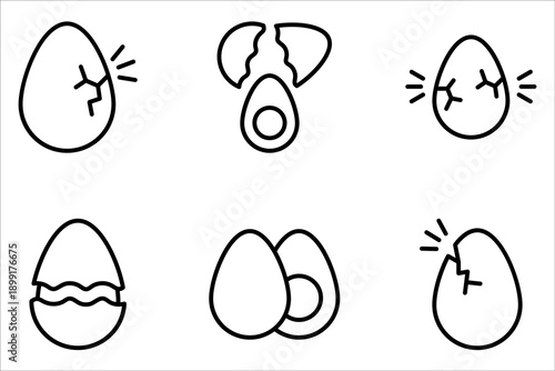 egg icon set, hatching egg to cook food icon on white background