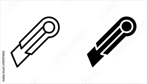 Cutter icon set for website design on white background