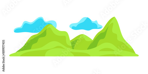 Green mountain landscape with clouds