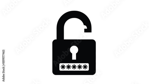 Unlocked padlock icon with hidden password symbols indicating access granted successfully