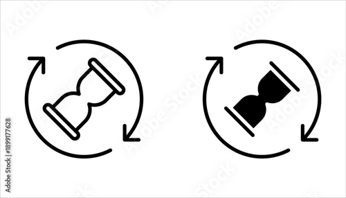 anti aging hourglass line icon set on white background