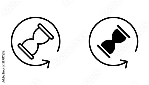 anti aging hourglass line icon set on white background