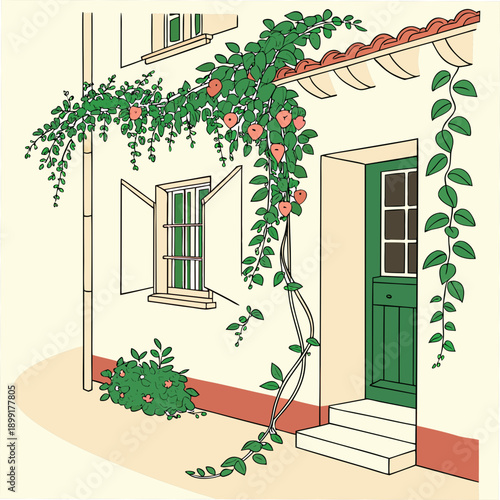 Charming house with lush vines