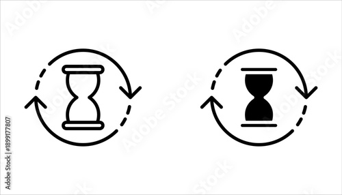 anti aging hourglass line icon set on white background