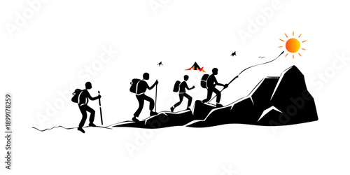 Mountain climbers silhouette