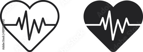 heart rate icons with ecg line