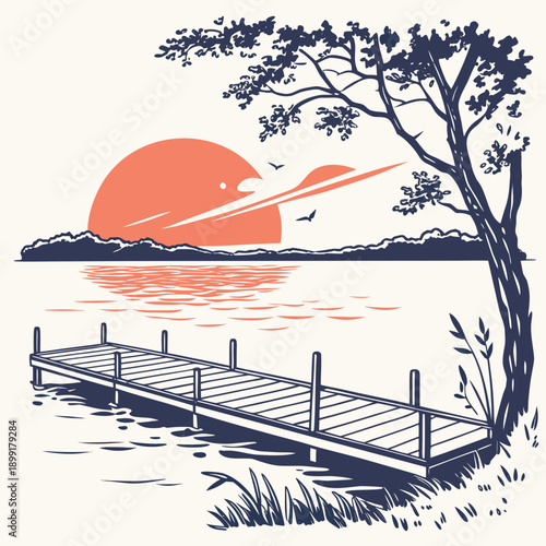 Serene sunset over a lake