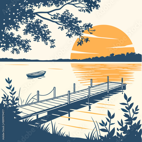 Serene sunset by the lake