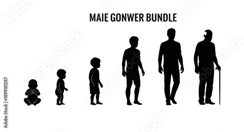Human life stages silhouette collection.