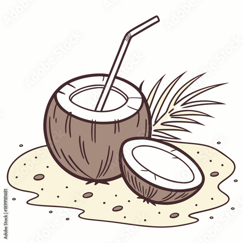 Coconut drink on the beach