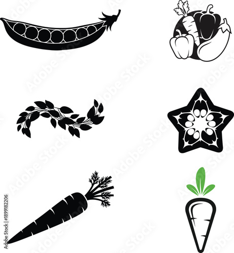 Vibrant vegetable icons for healthy lifestyle and nutrition