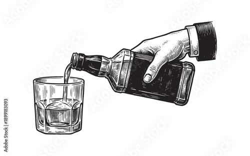 Hand Pouring Whiskey into Glass