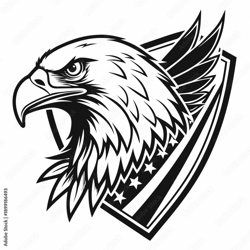 Fototapeta premium Eagle head with american flag