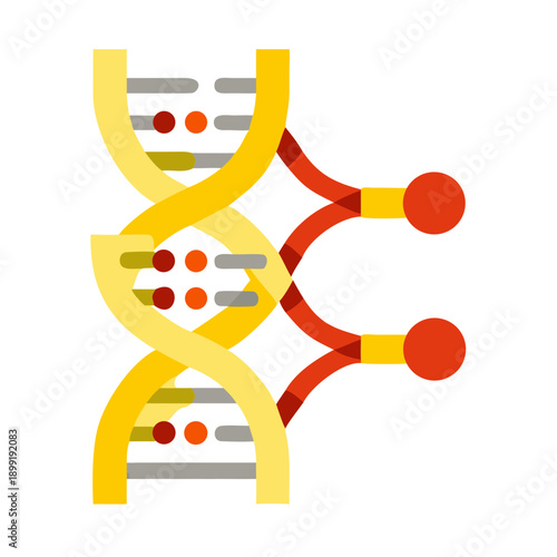 A detailed illustration of a dna strand with highlighted segments. Vector