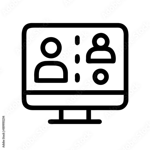 Two people engaged in a video conference call on a computer screen Vector