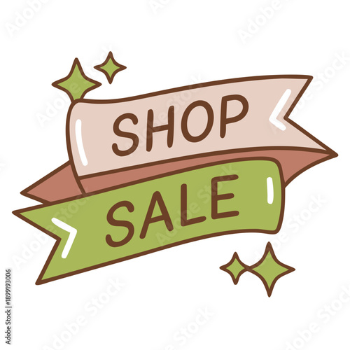 Vibrant shop sale banner with festive decorations and bold text Vector