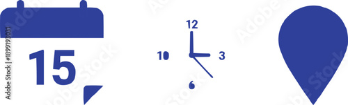 The extracted text describes an image featuring three distinct blue icons