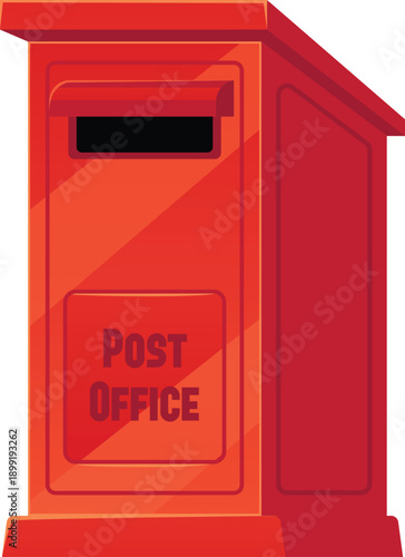 Vintage red English street postbox with a slot for sending and receiving letters.