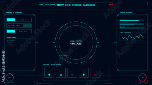 Advanced digital display showing optimal core status and energy consumption metrics