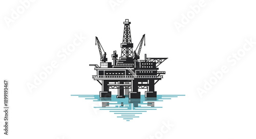Offshore Oil Rig Illustration.