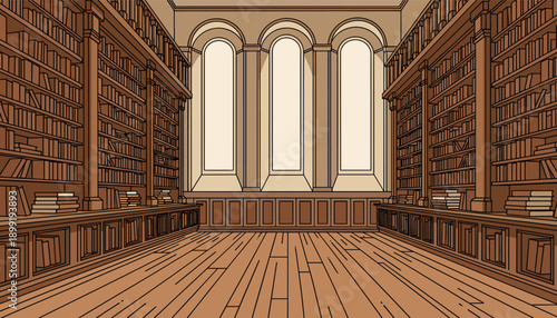 A cozy scene of neatly arranged books on wooden shelves, perfect for libraries or home offices.