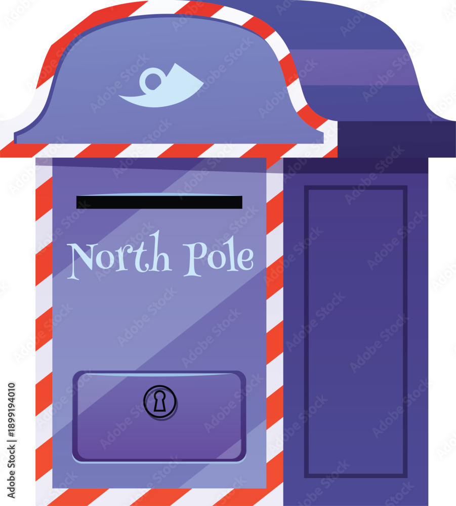 Fototapeta premium A purple mailbox with a closed door and a keyhole and the words 