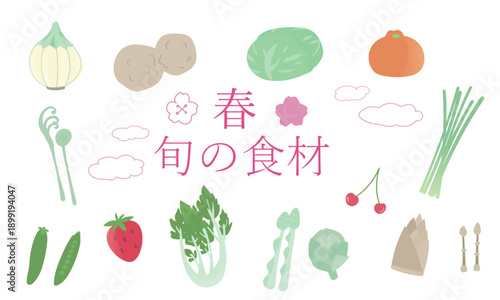 春の旬の食材　野菜と果物