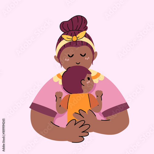 Vector of a Loving Mother Embracing Her Little Son Illustration for Mother’s Day Design
