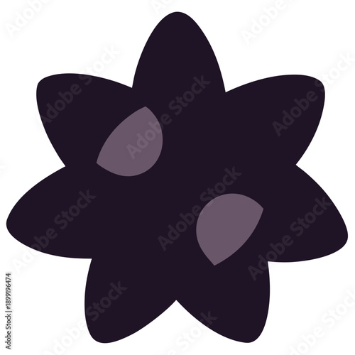A dark purple flower with a unique shape and a mysterious aura Vector