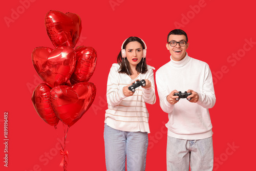 Young couple with heart-sha...