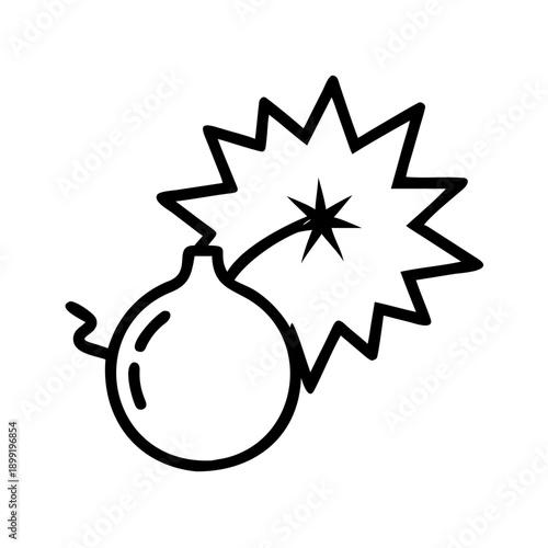 A detailed illustration of a bomb with an explosion and a spark Vector