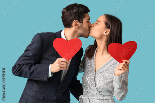 Beautiful young couple kiss...