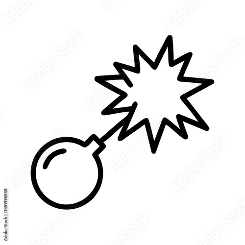 A stylized illustration of a bomb with a lit fuse and explosion Vector