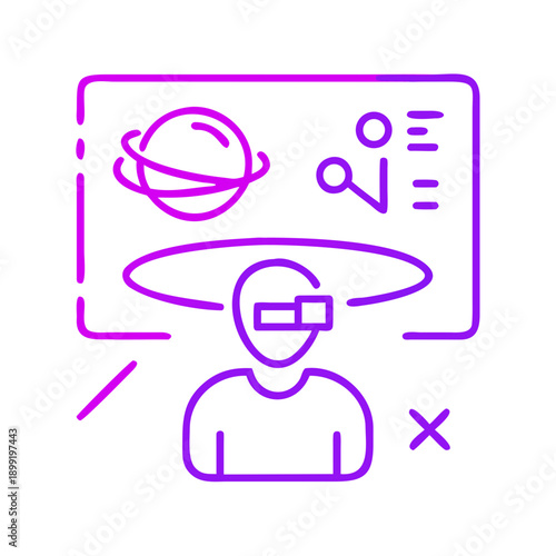 Astronomer with a telescope observing the solar system. Vector