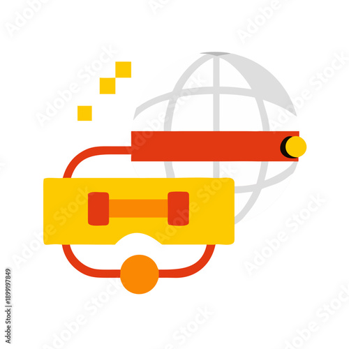 A futuristic, stylized depiction of a space shuttle with a globe in the background. Vector