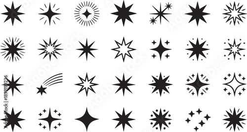 Collection of Starburst Sparkle and Star Icons