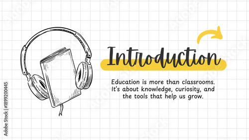 Black Illustrated Education Presentation Template with Modern Design