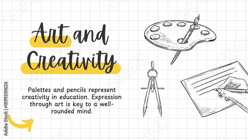 Black Illustrated Education Presentation Template with Modern Design