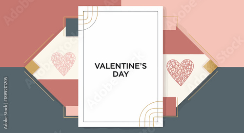 Modern Valentine Business Promotion – Clean, Editable Geometric Card Design Template for Holiday Greetings and Digital Marketing Campaigns