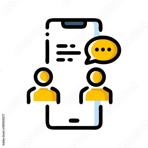 Two people engaging in a conversation through a mobile messaging application. Vector
