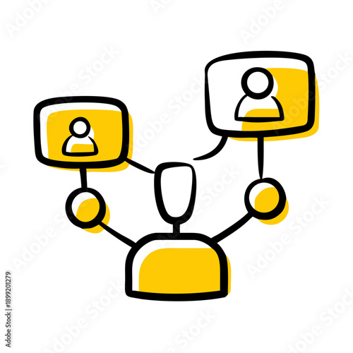 A diagram depicting a hierarchical structure with three interconnected nodes. Vector
