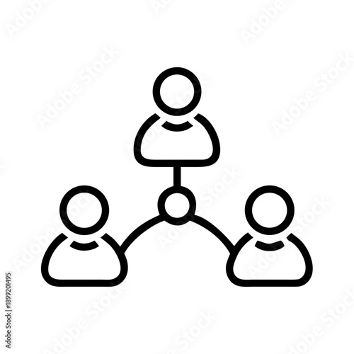 Three people connected in a hierarchical structure with one person at the top and two at the bottom Vector