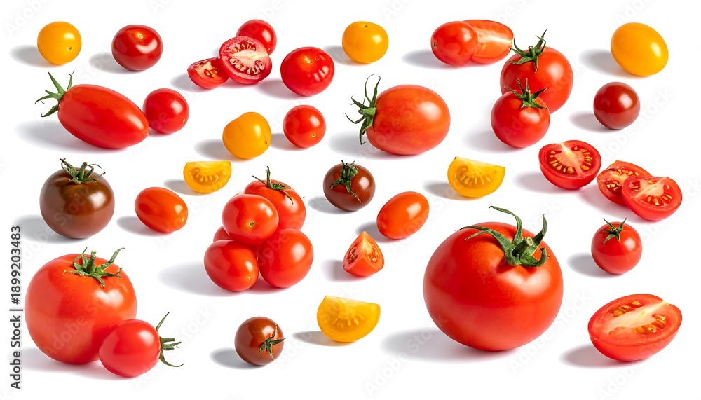 custom made wallpaper toronto digitalAssorted fresh tomatoes of various shapes and colors isolated on white background