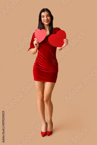 Happy young woman with kiss...