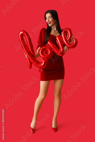 Happy young woman with kiss...
