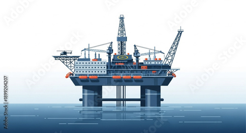 Offshore oil rig platform in the ocean.