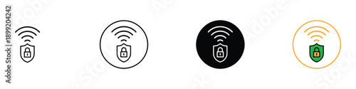 Wi-Fi security icon vector. Wireless network protection, Cyber safety shield symbol. Vector illustration.