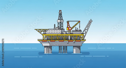 Offshore oil rig platform in the ocean.