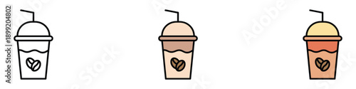 Iced coffee icon vector. Frappe drink cup, Caffeine beverage takeaway symbol. Vector illustration.